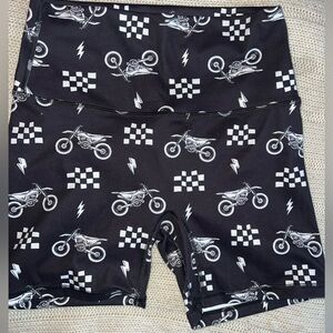 Black Motorcycle Print Bike Shorts